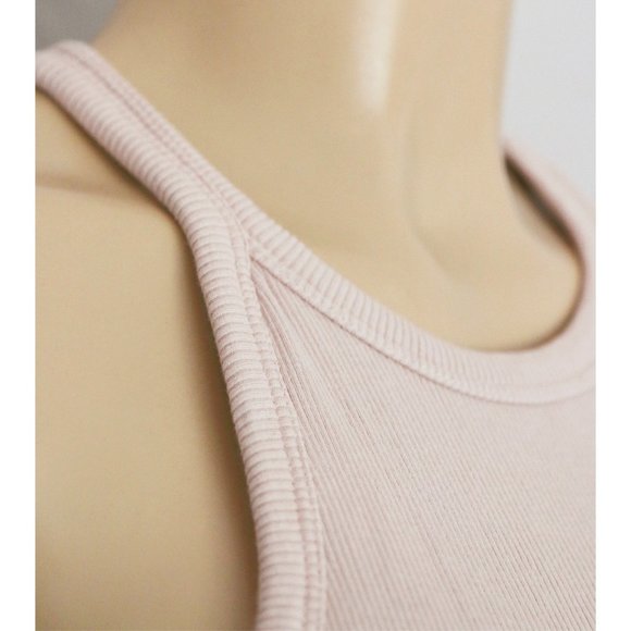 Zara High Neck Sleeveless Midi Dress Stretch Ribbed Knit Bodycon Blush Nude M - Picture 6 of 10